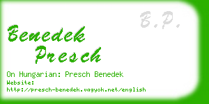 benedek presch business card